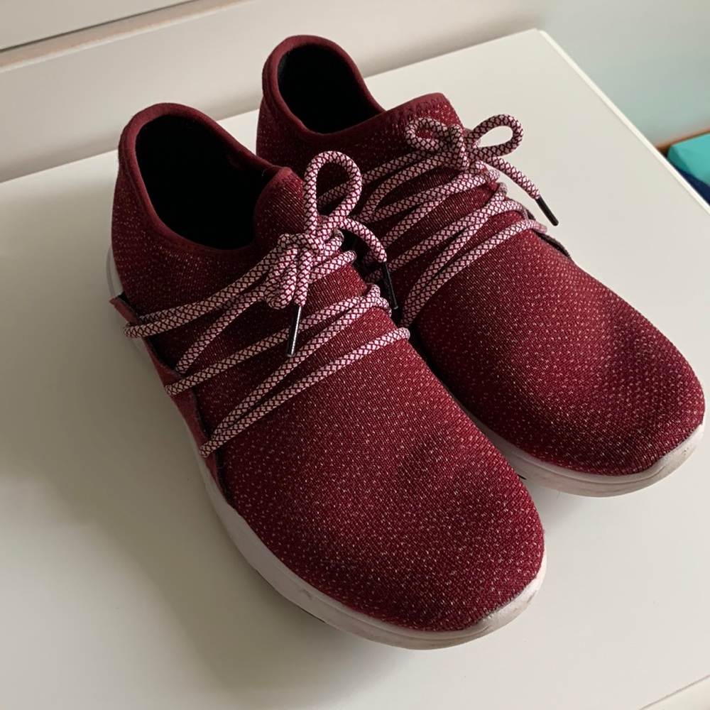 Vessi Women's Sneakers in Burgundy with White Soles